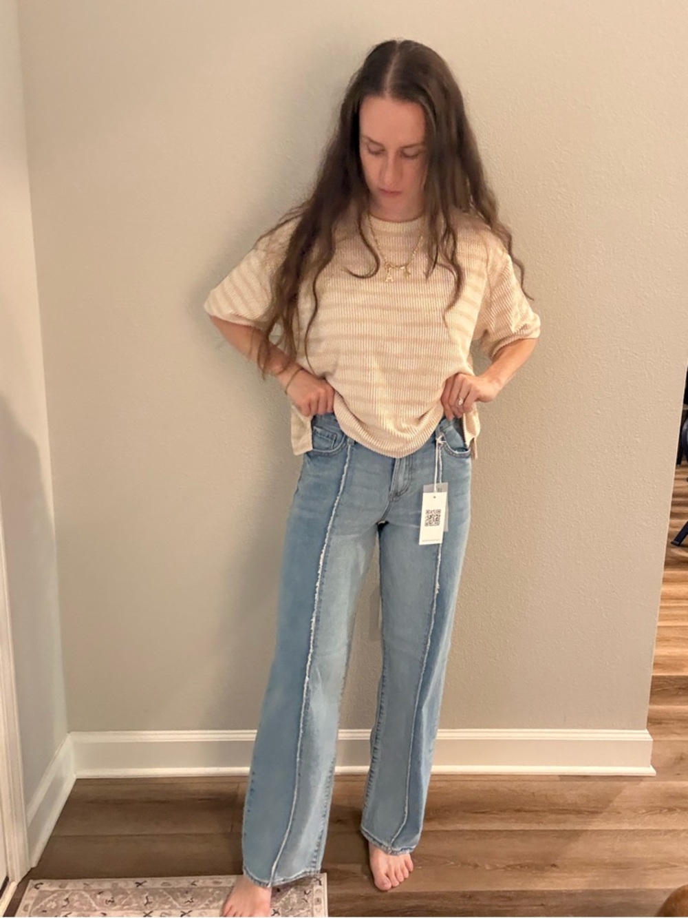 Dear John Light Blue Straight-Leg Jeans with Center Seam